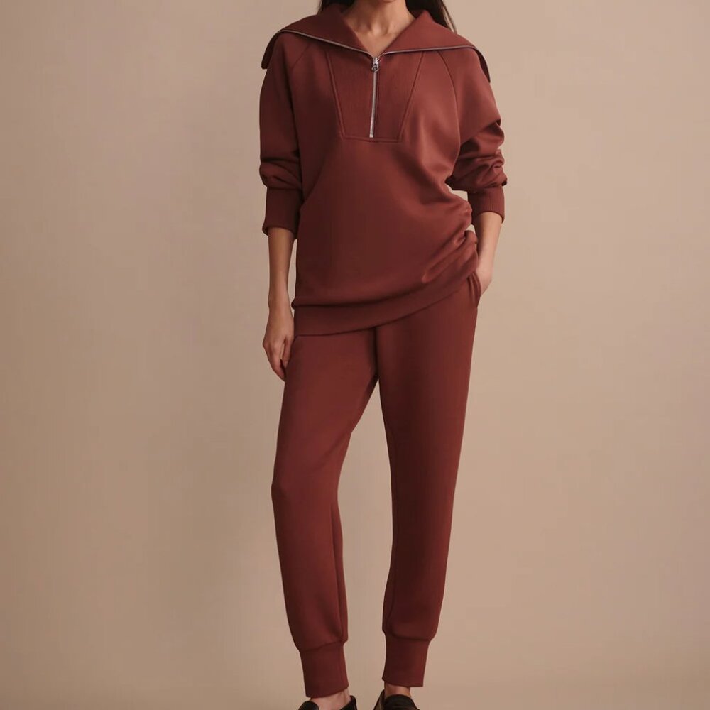Varley Hawley Half Zip Sweat Top in Color Cinnamon New With Tags